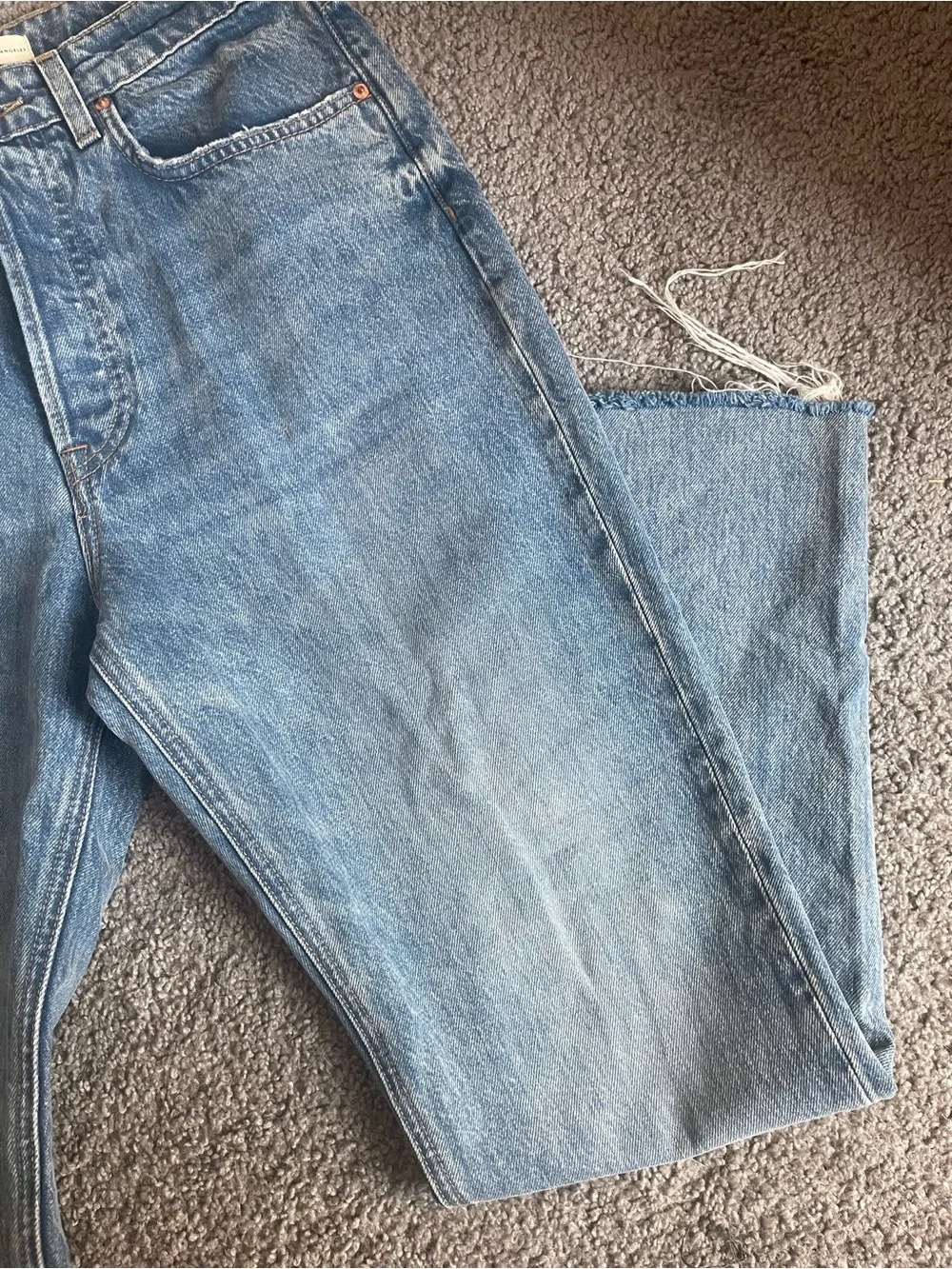 NWT GRLFRND Karolina High Rise Straight Crop Jeans Button Fly Light Wash 28